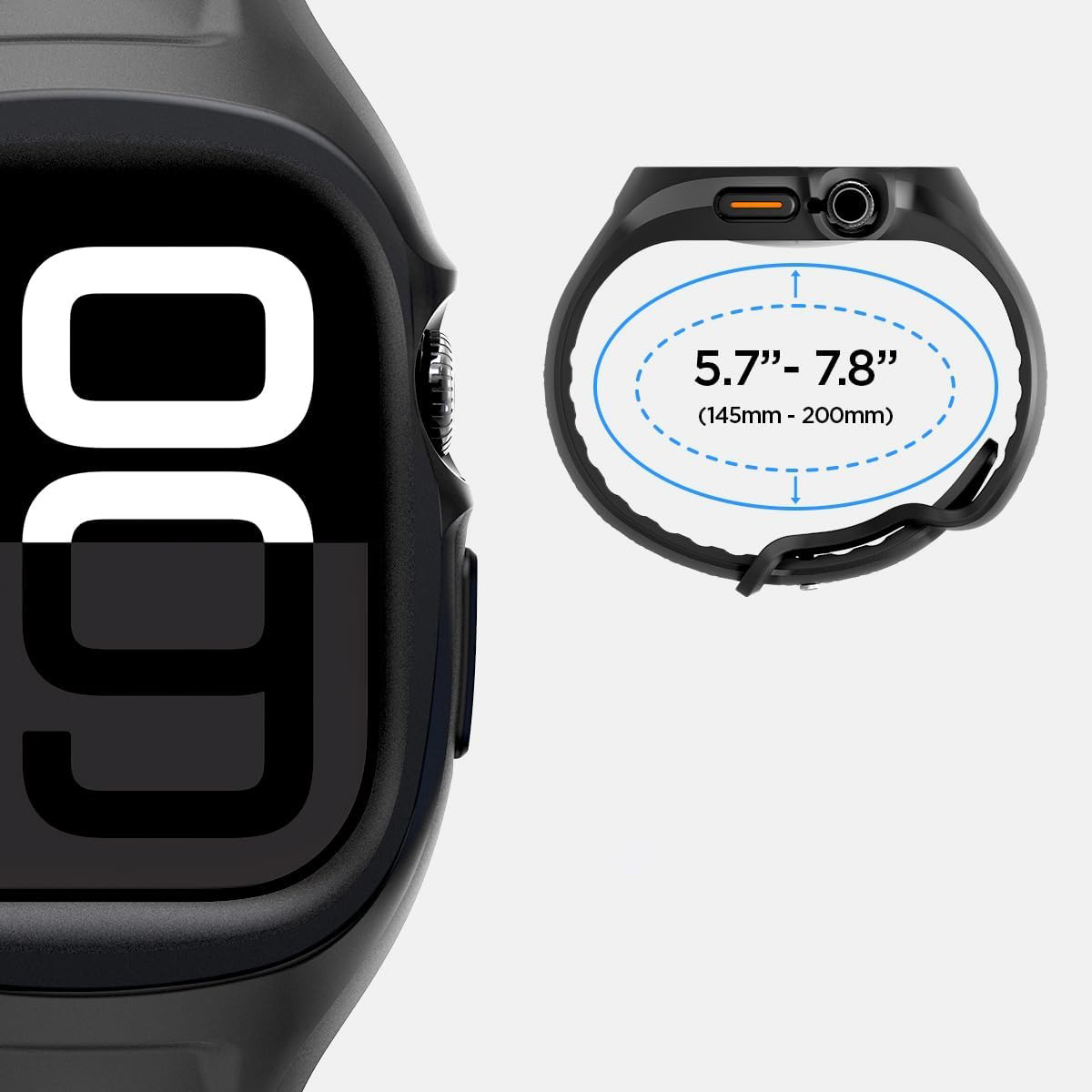 Oryginalne etui z paskiem od marki Spigen z serii Liquid Air Pro do Apple Watch 10 (46 mm), czarne